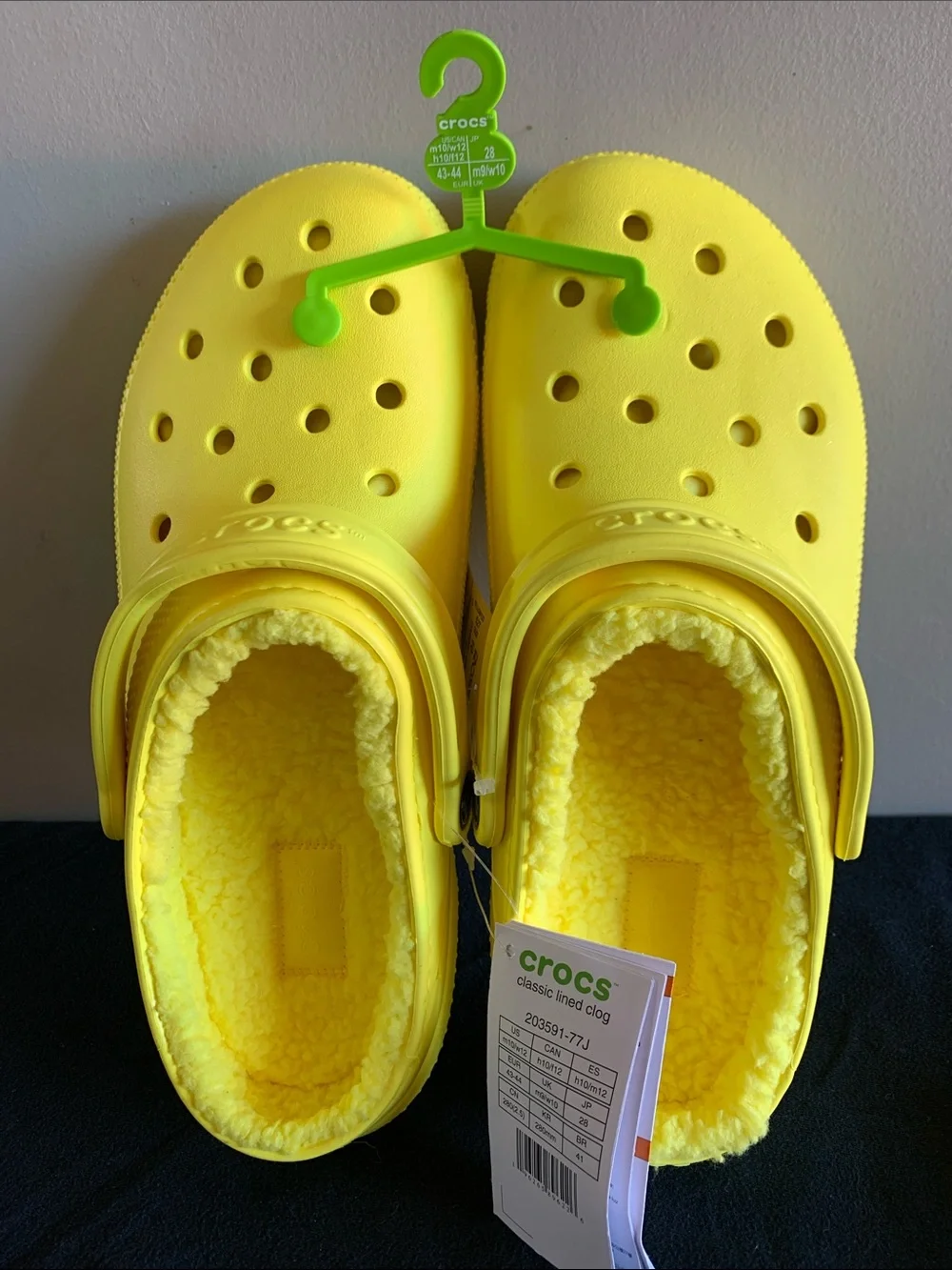 CROCS Classic Clog with Fleece Lining in Yellow